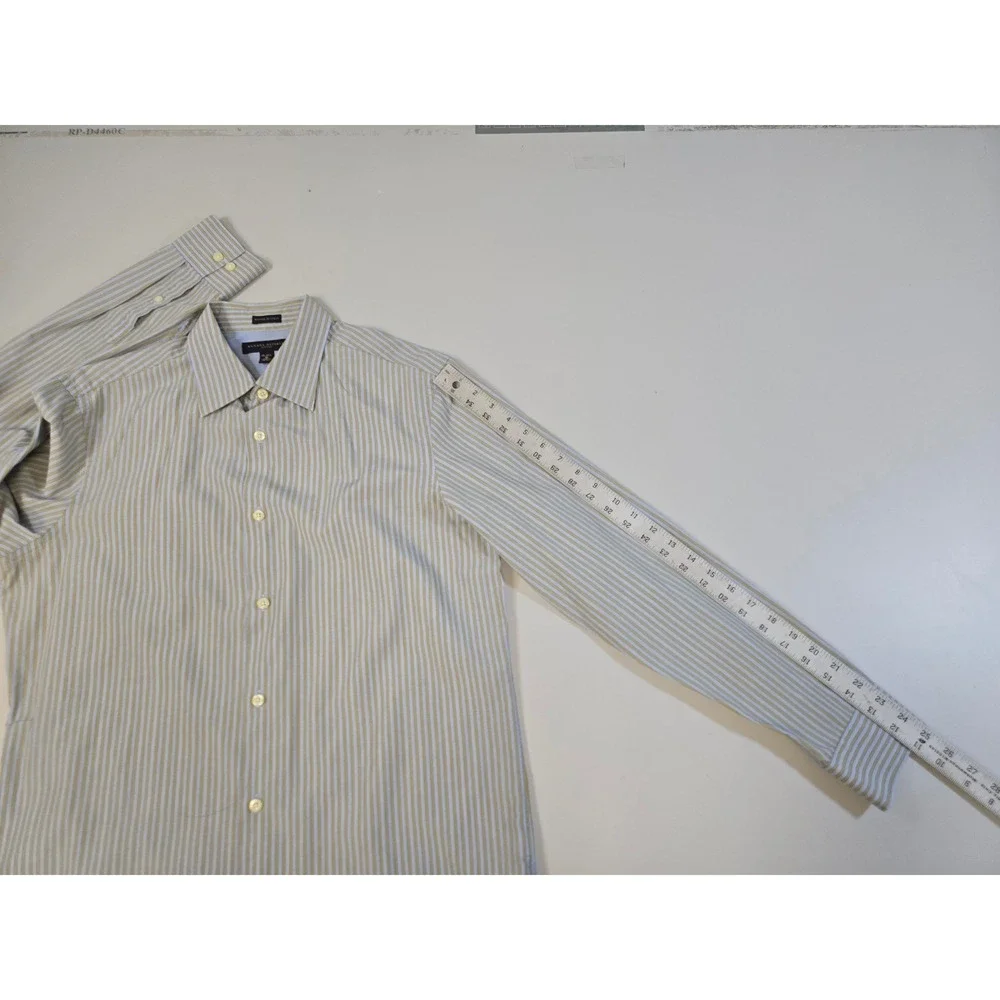 Banana Republic Mens Fitted Striped Button Down‎ Shirt M 15-15.5 Woven in Italy